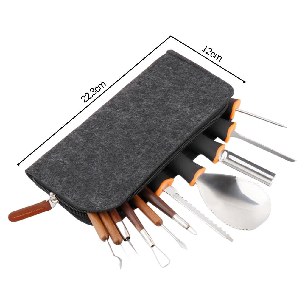 Precision Pumpkin Carving Craft Tool Set Engraving Knives 11PCS Felt Bag