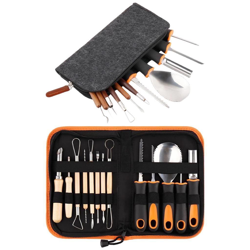 Precision Pumpkin Carving Craft Tool Set Engraving Knives 11PCS Felt Bag