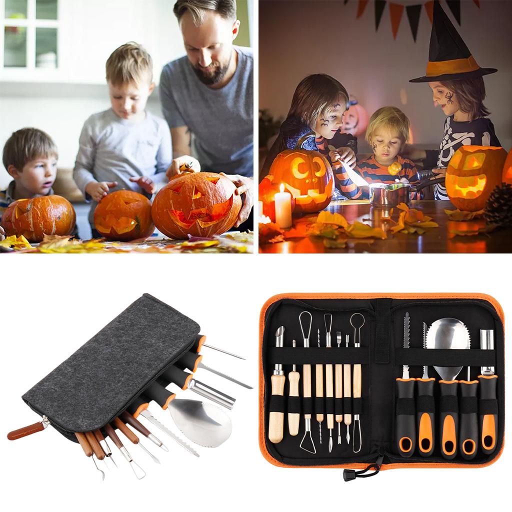 Precision Pumpkin Carving Craft Tool Set Engraving Knives 11PCS Felt Bag