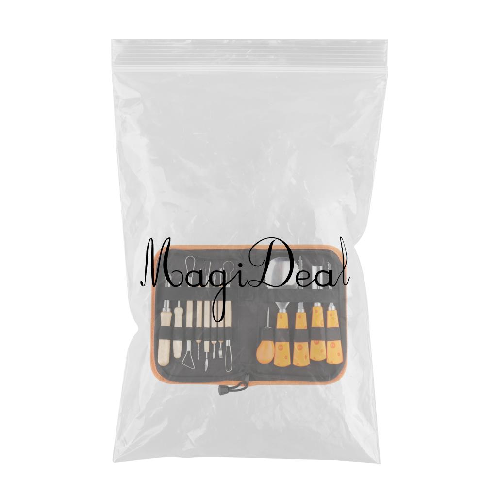 14 Pieces Carving Kit Tools Stainless Steel Case Pumpkin Tool for Halloween Type C