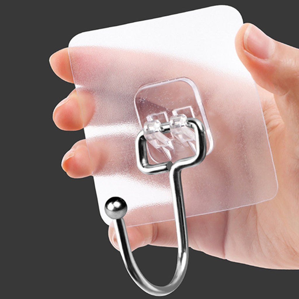 Adhesive Hangers Kitchen Transparent Reusable Sticky Suction Hooks 20PCS