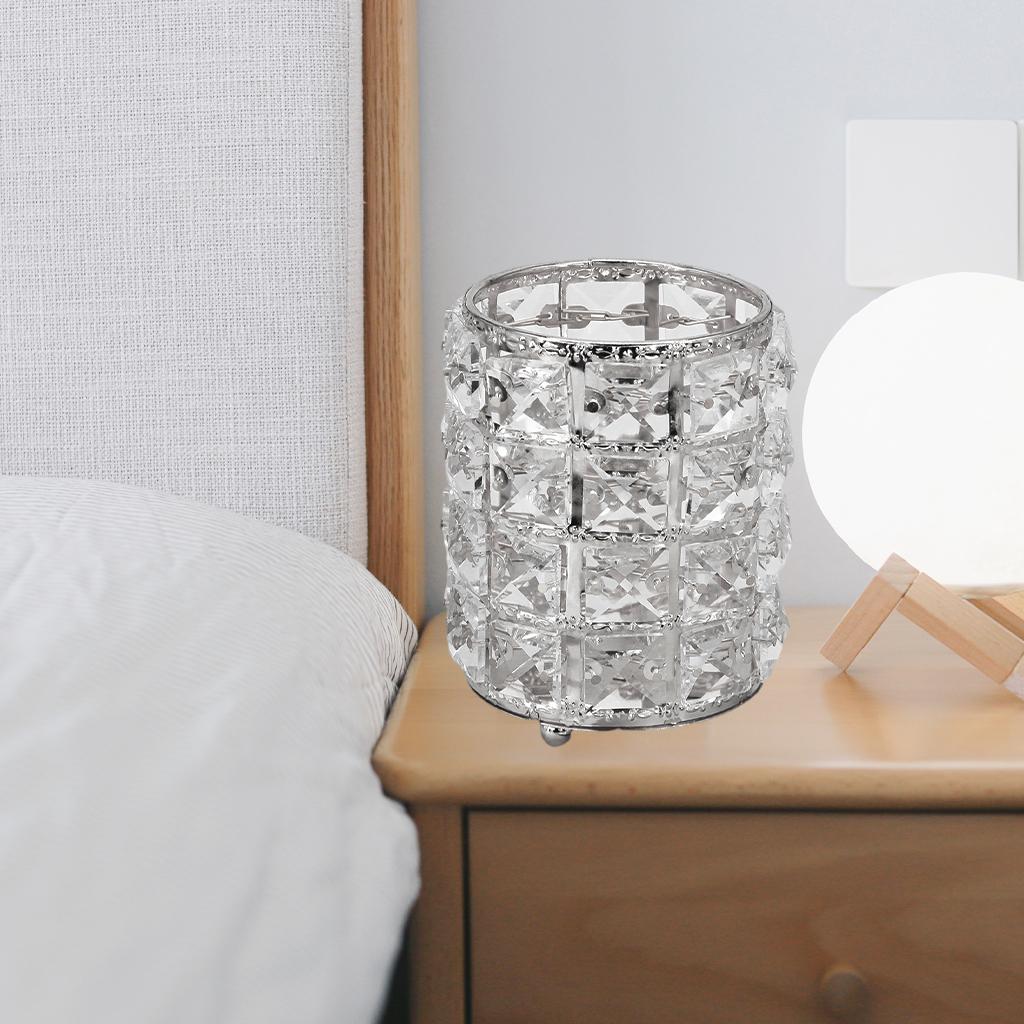 Women Crystal Makeup Storage Brush Holder Cosmetic Box Silver