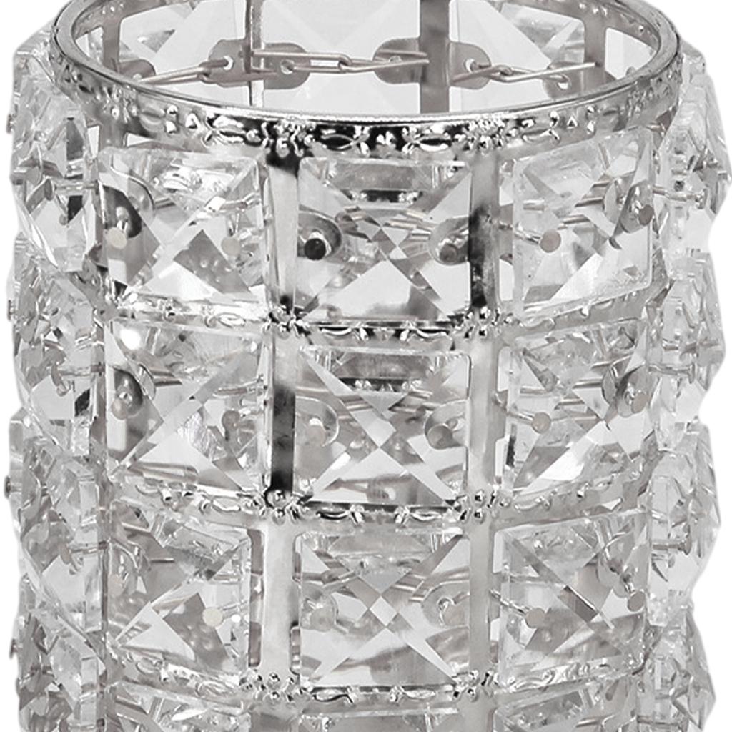 Women Crystal Makeup Storage Brush Holder Cosmetic Box Silver