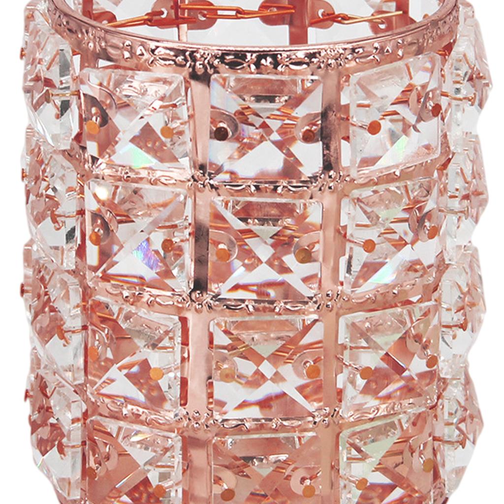 Women Crystal Makeup Storage Brush Holder Cosmetic Box Rose Gold