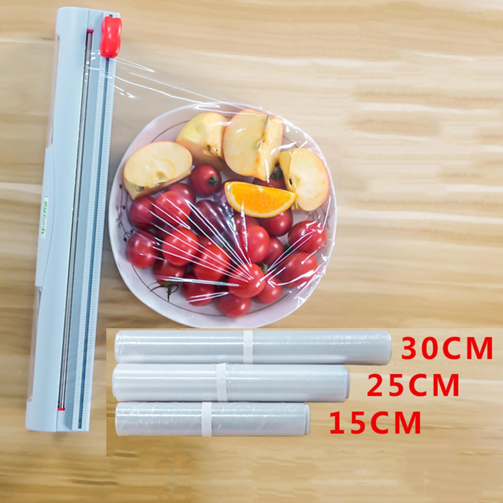 Refillable Wrap Foil Dispenser Magnetic Cling Film Cutter Kitchen Organizer blue