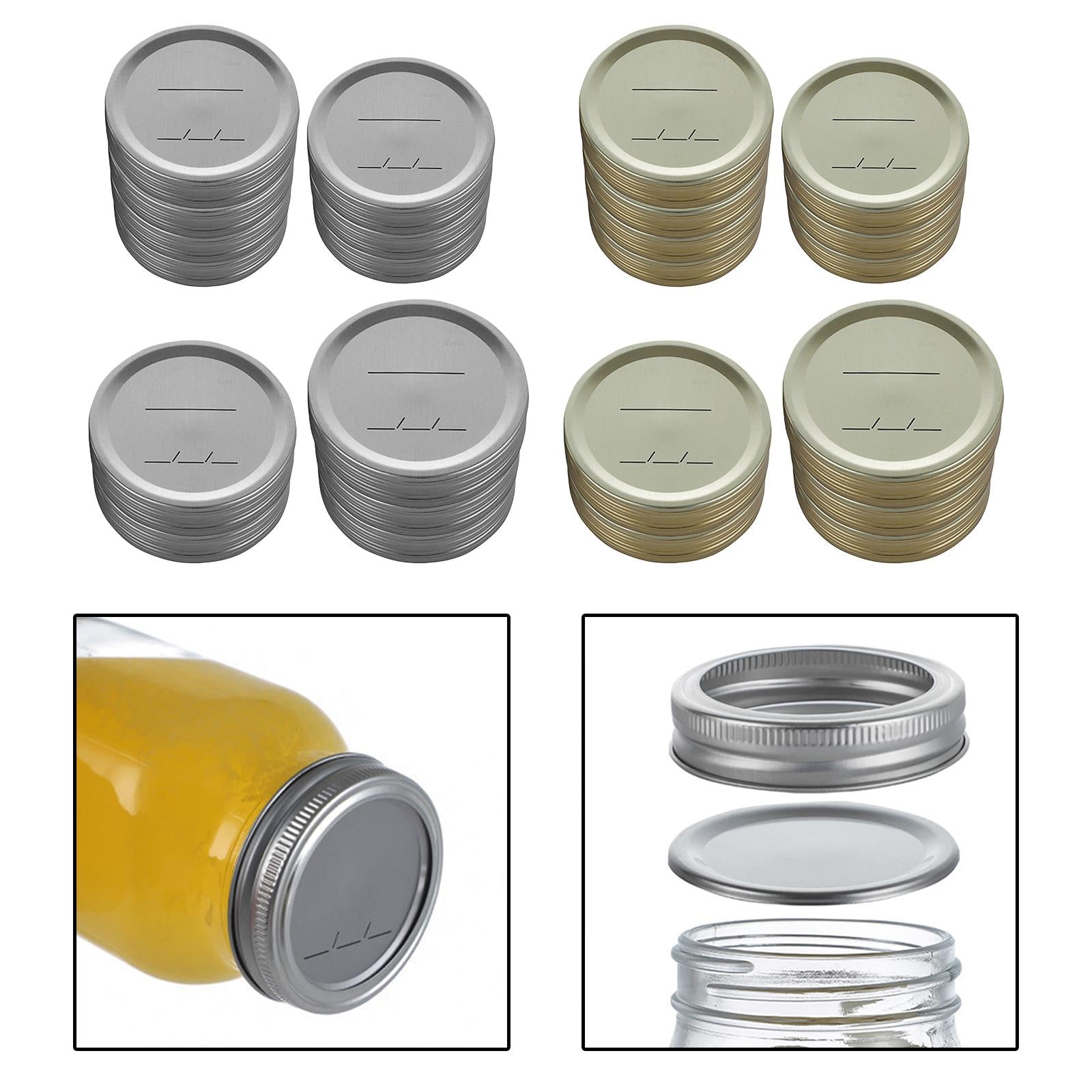 Canning Lids Canning Jar Caps Pickled Food Organizer Golden 70mm 70pcs