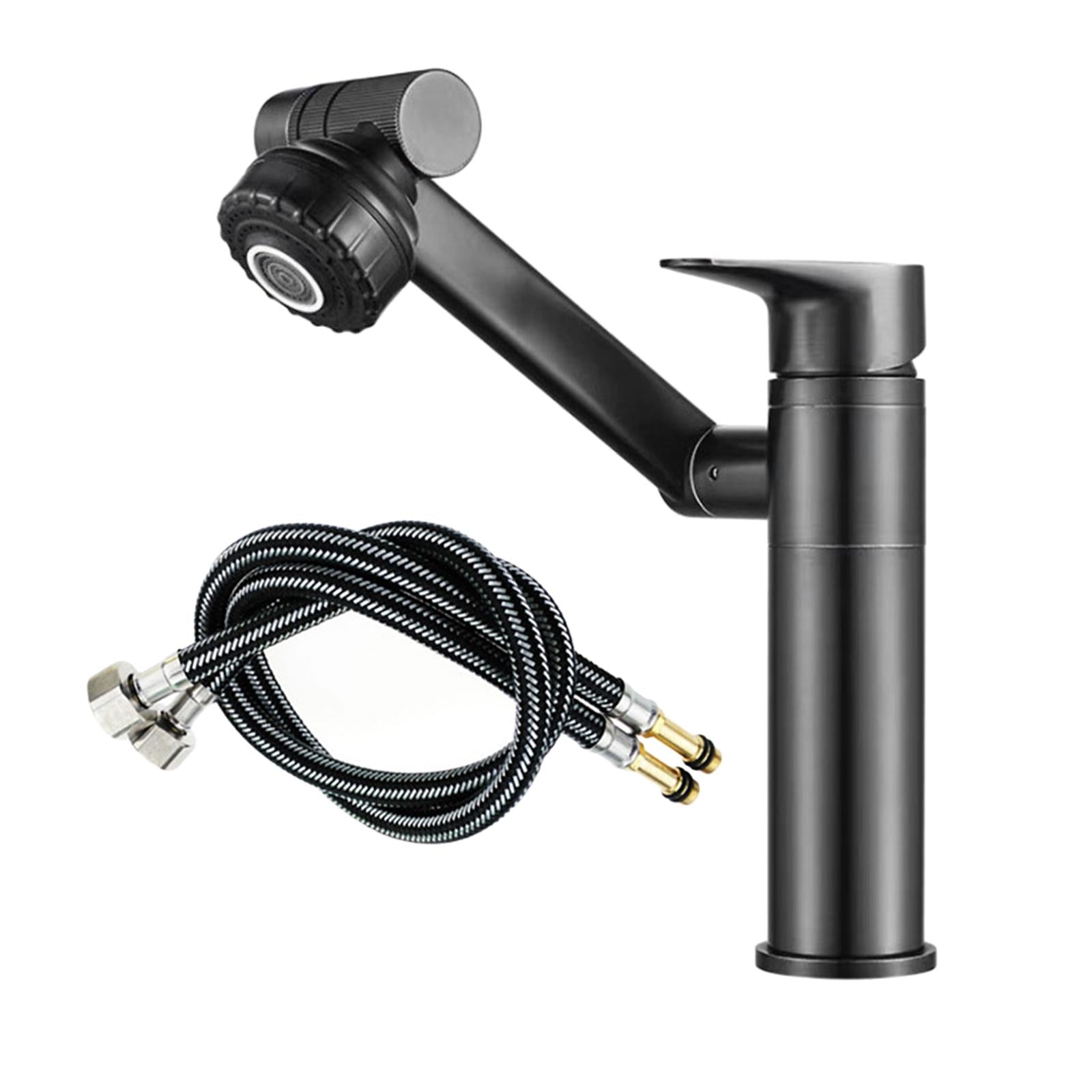 Bathroom Sink Faucet Water Tap Basin Faucet for Bathroom Black Hose
