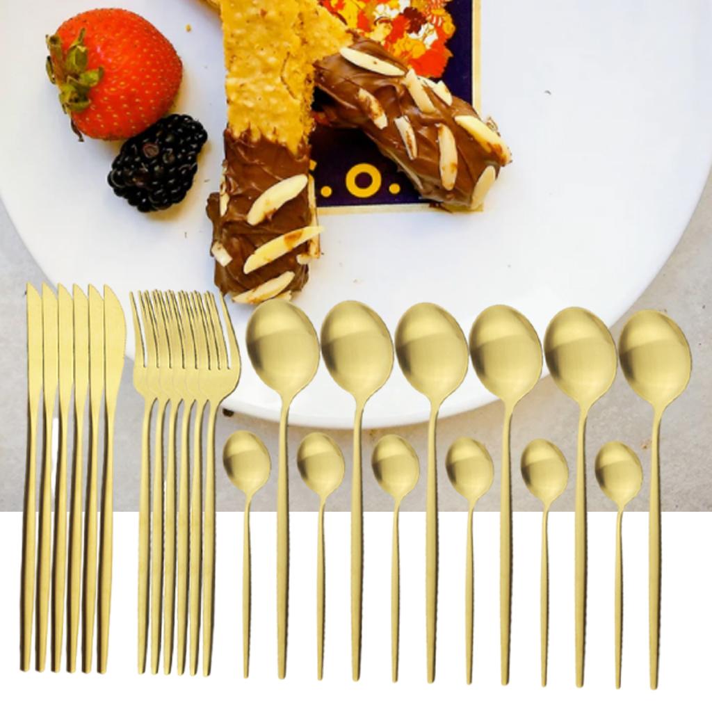 Cutlery Set Stainless Flatware Eating Tableware Cutlery Golden