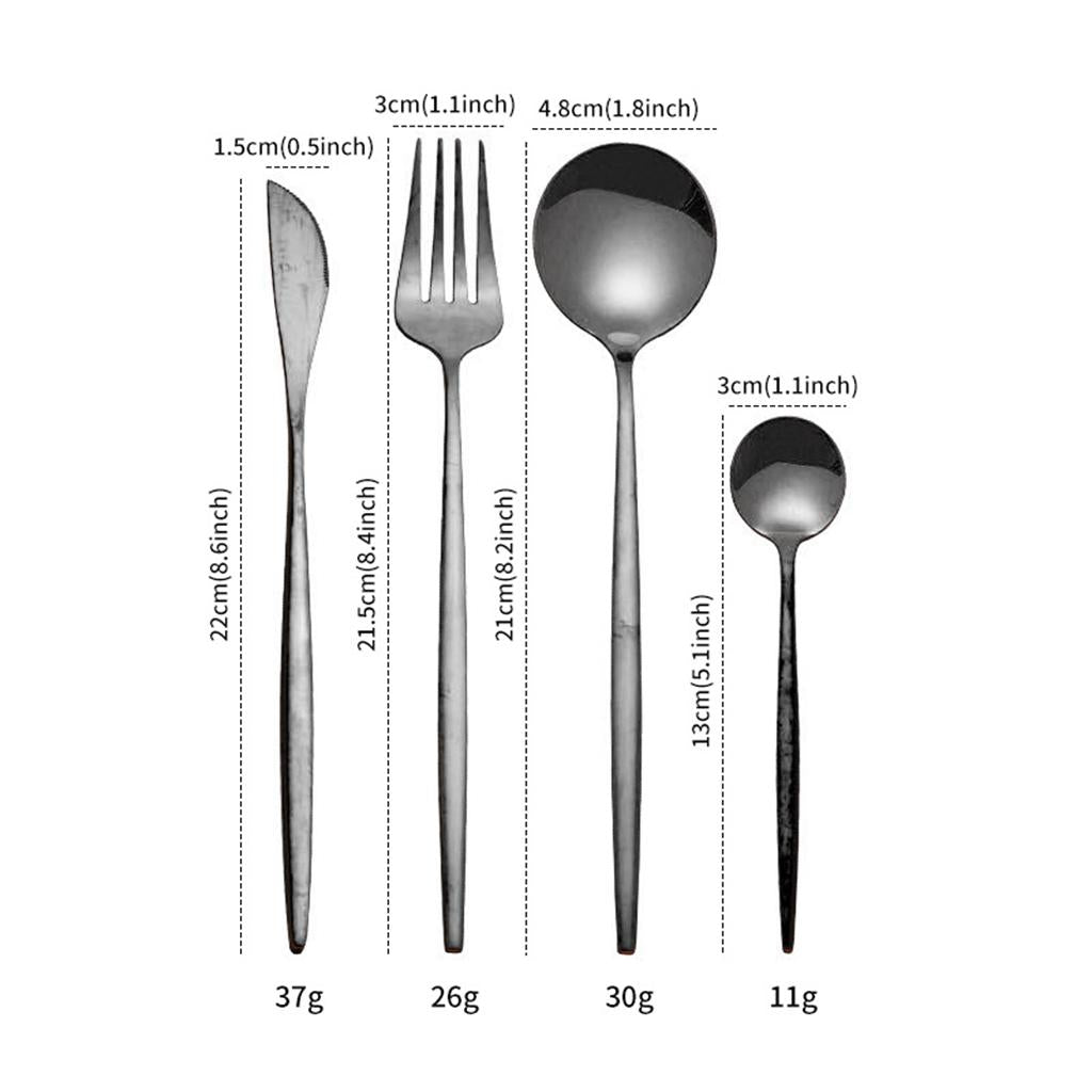 Cutlery Set Stainless Flatware Eating Tableware Cutlery Black