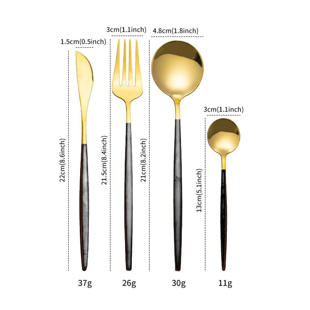 Cutlery Set Stainless Flatware Eating Tableware Cutlery Black Golden
