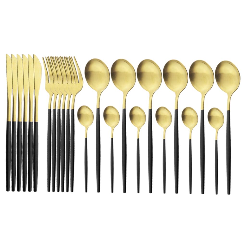 Cutlery Set Stainless Flatware Eating Tableware Cutlery Black Golden