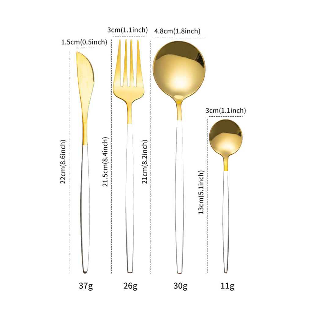 Cutlery Set Stainless Flatware Eating Tableware Cutlery White Golden
