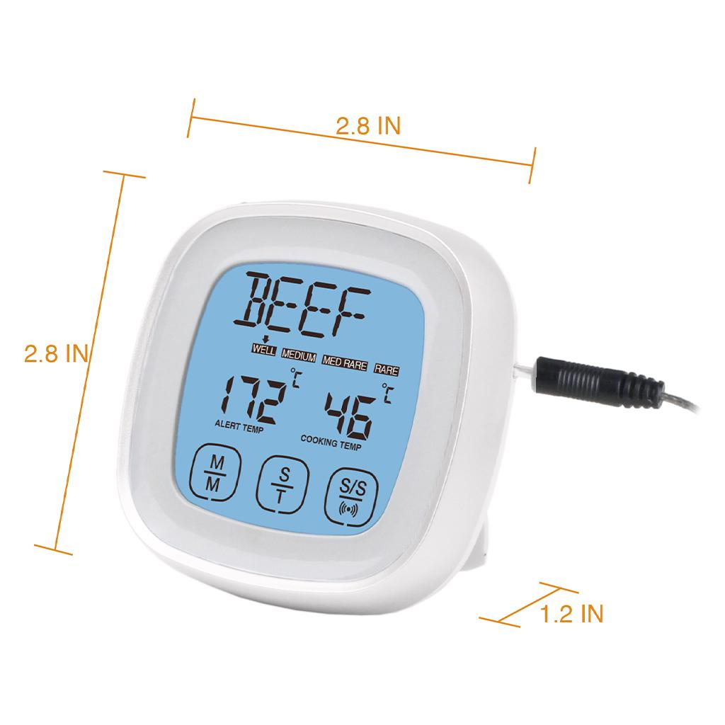 Digital Portable Food Thermometer for Cooking with Brackets Deep Fry Kitchen White