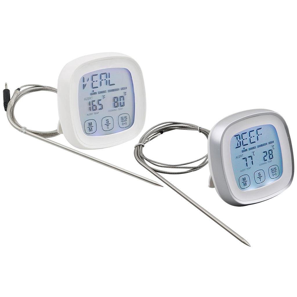 Digital Portable Food Thermometer for Cooking with Brackets Deep Fry Kitchen White