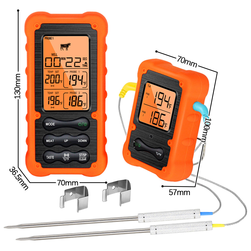 Remote Meat Thermometer Double Probes Cooking Food Grill Thermometer