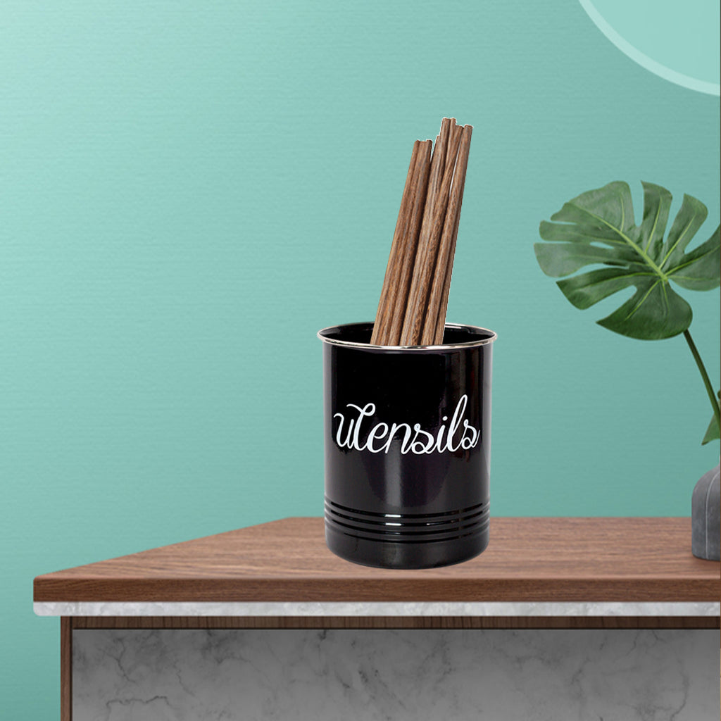 Kitchen Utensil Container Jar Kitchen Cooking Tools Storage Tabletop Decor Black