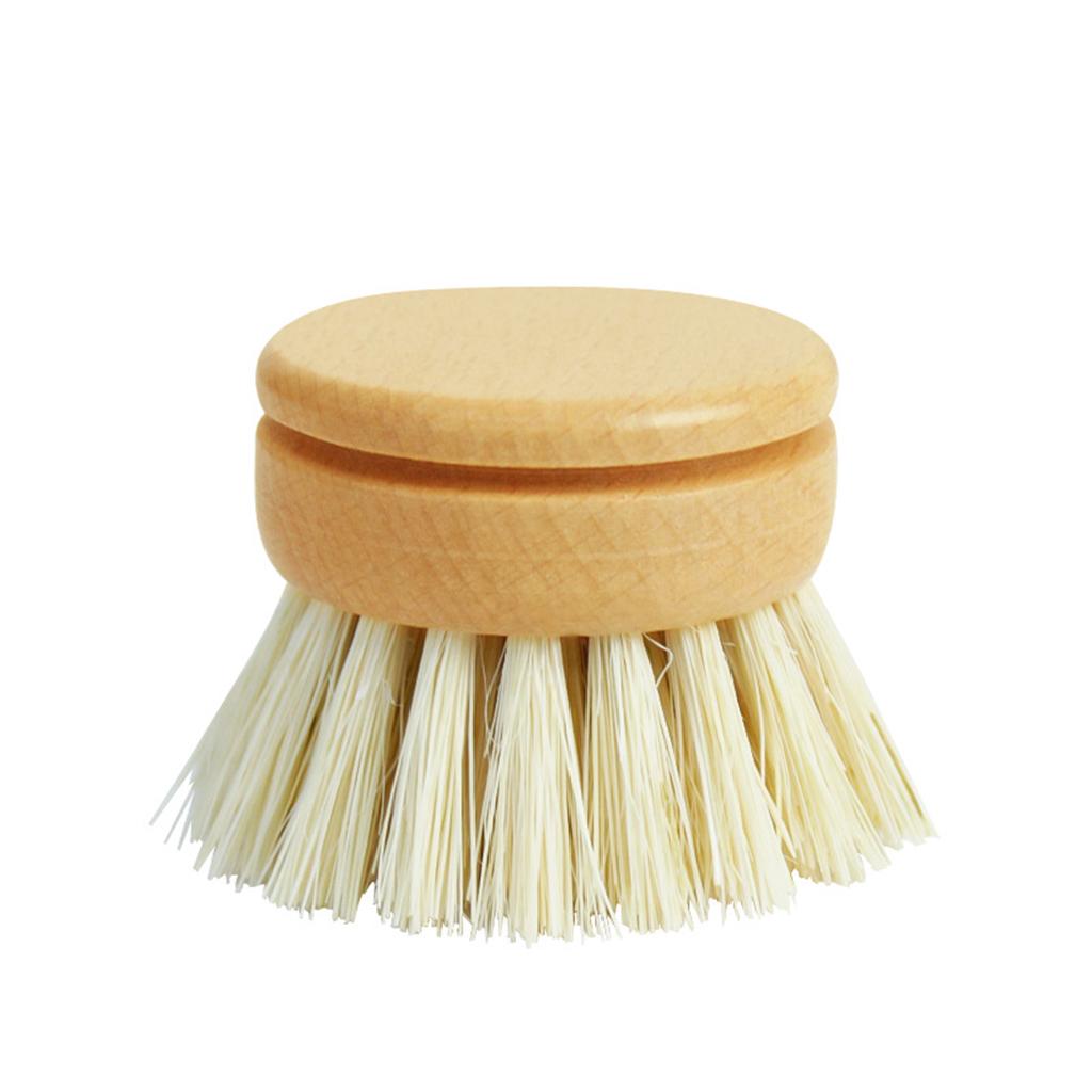 Multifunctional Pot Brush Wood Handle Pan Kitchen Brushes Natural Sisal