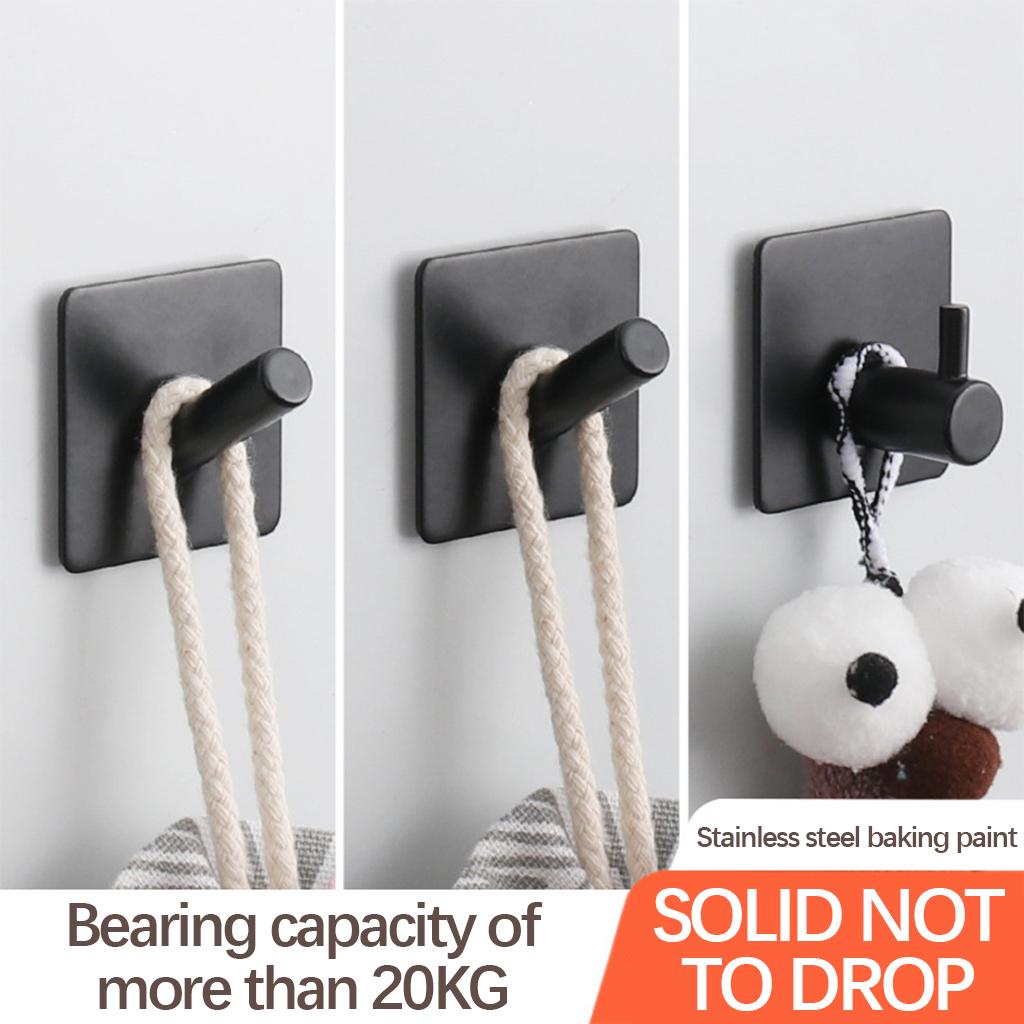 5 Pieces Self Adhesive Hook Kitchen Bathroom Wall Door Sticky Hanger Black