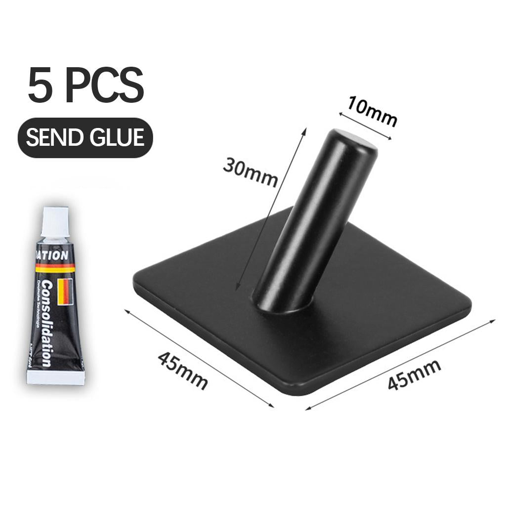 5 Pieces Self Adhesive Hook Kitchen Bathroom Wall Door Sticky Hanger Black