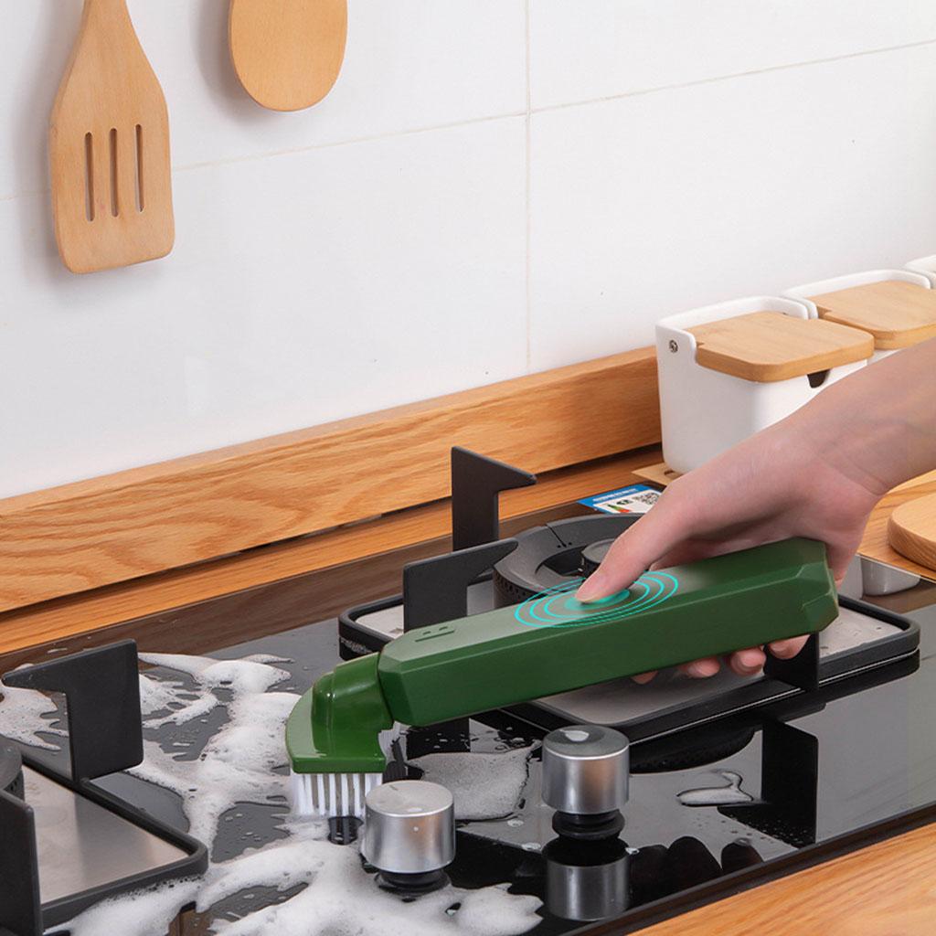 Cleaning Brush Sink Desktop Soap Dispensing Brush Sponge for Kitchen Green