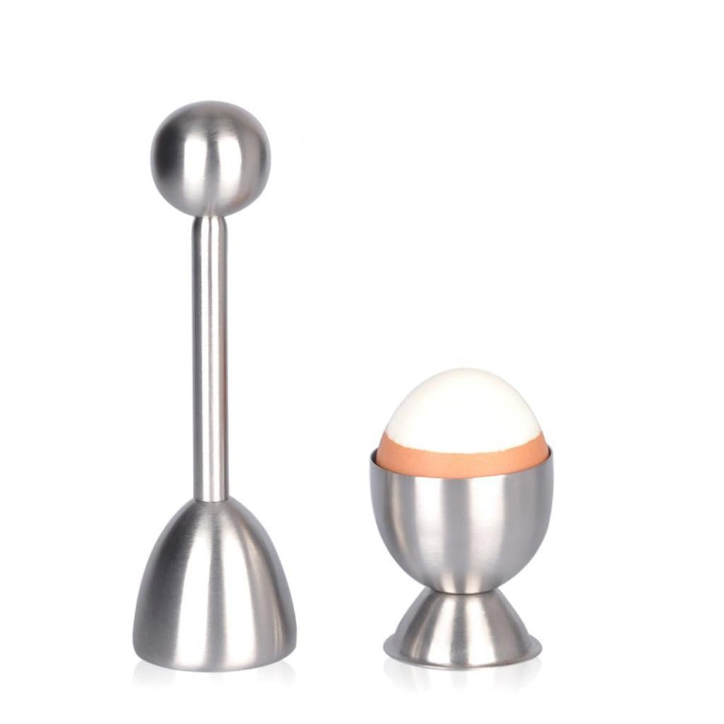 Stainless Steel Egg Topper Opener Soft Boiled Eggs with 2 Cups 2 Spoons