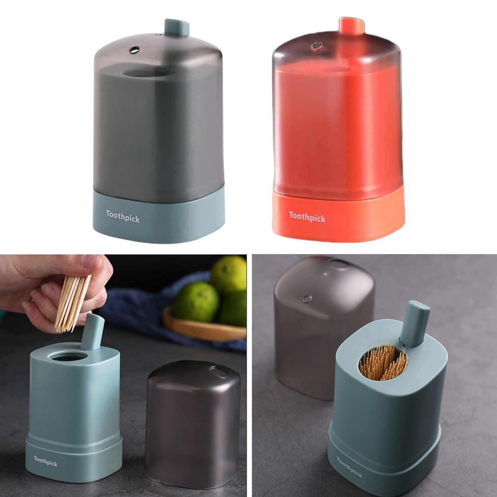 Automatic Pops-up Toothpick Holder Container Portable Toothpick Dispenser Red