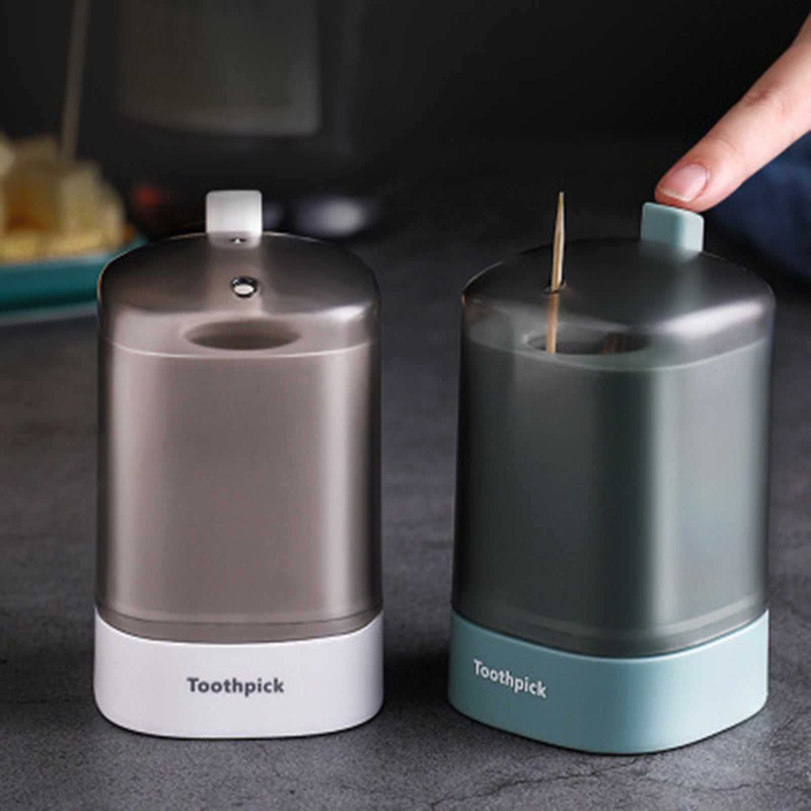 Automatic Pops-up Toothpick Holder Container Portable Toothpick Dispenser Green