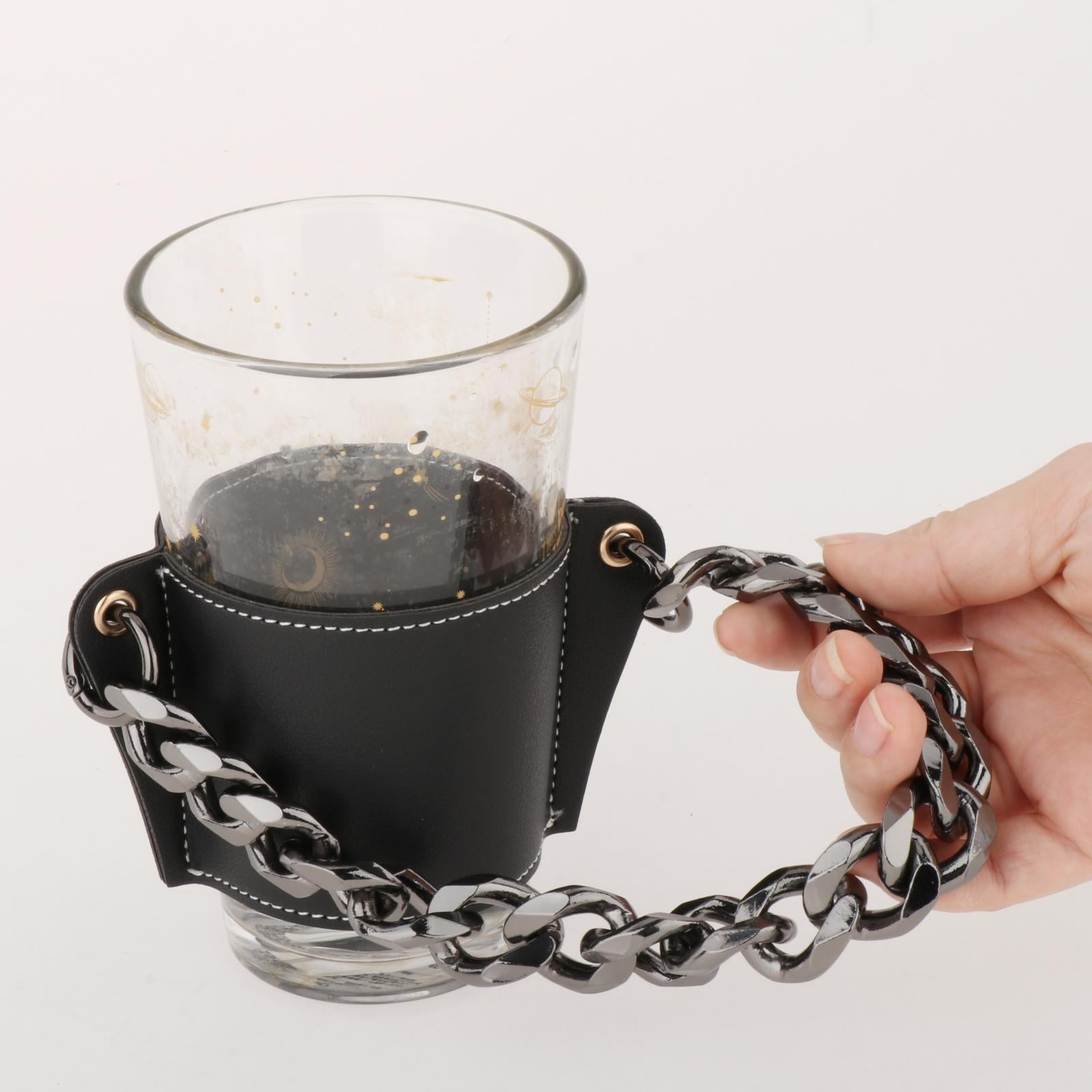 Cup Sleeve Insulated Tumbler Sleeve with Chain for Travel Hiking Camping Black