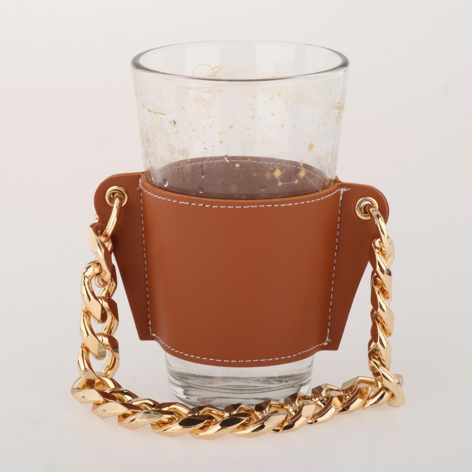 Cup Sleeve Insulated Tumbler Sleeve with Chain for Travel Hiking Camping Brown
