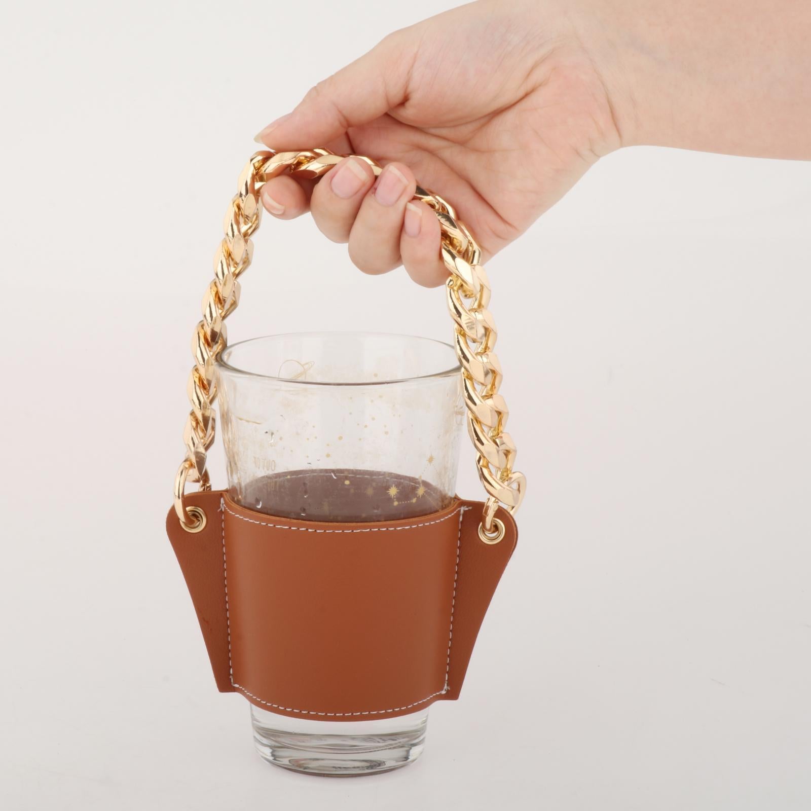 Cup Sleeve Insulated Tumbler Sleeve with Chain for Travel Hiking Camping Brown
