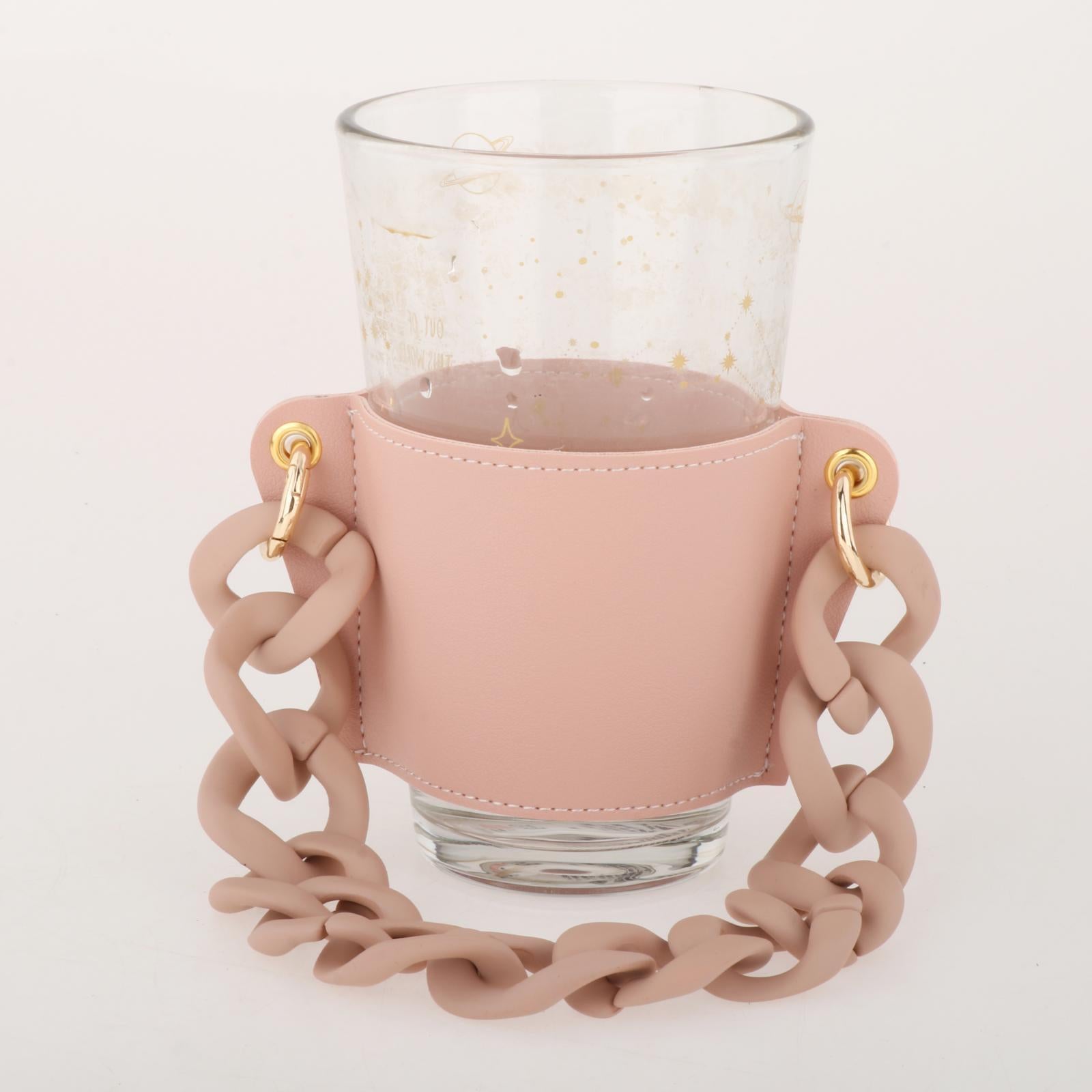 Cup Sleeve Insulated Tumbler Sleeve with Chain for Travel Hiking Camping Pink