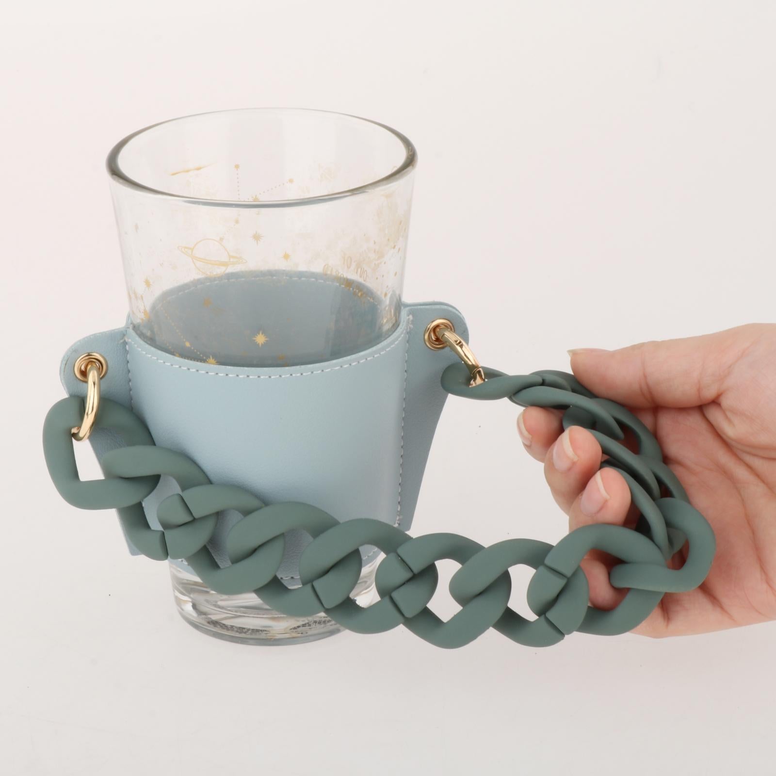 Cup Sleeve Insulated Tumbler Sleeve with Chain for Travel Hiking Camping Sky blue