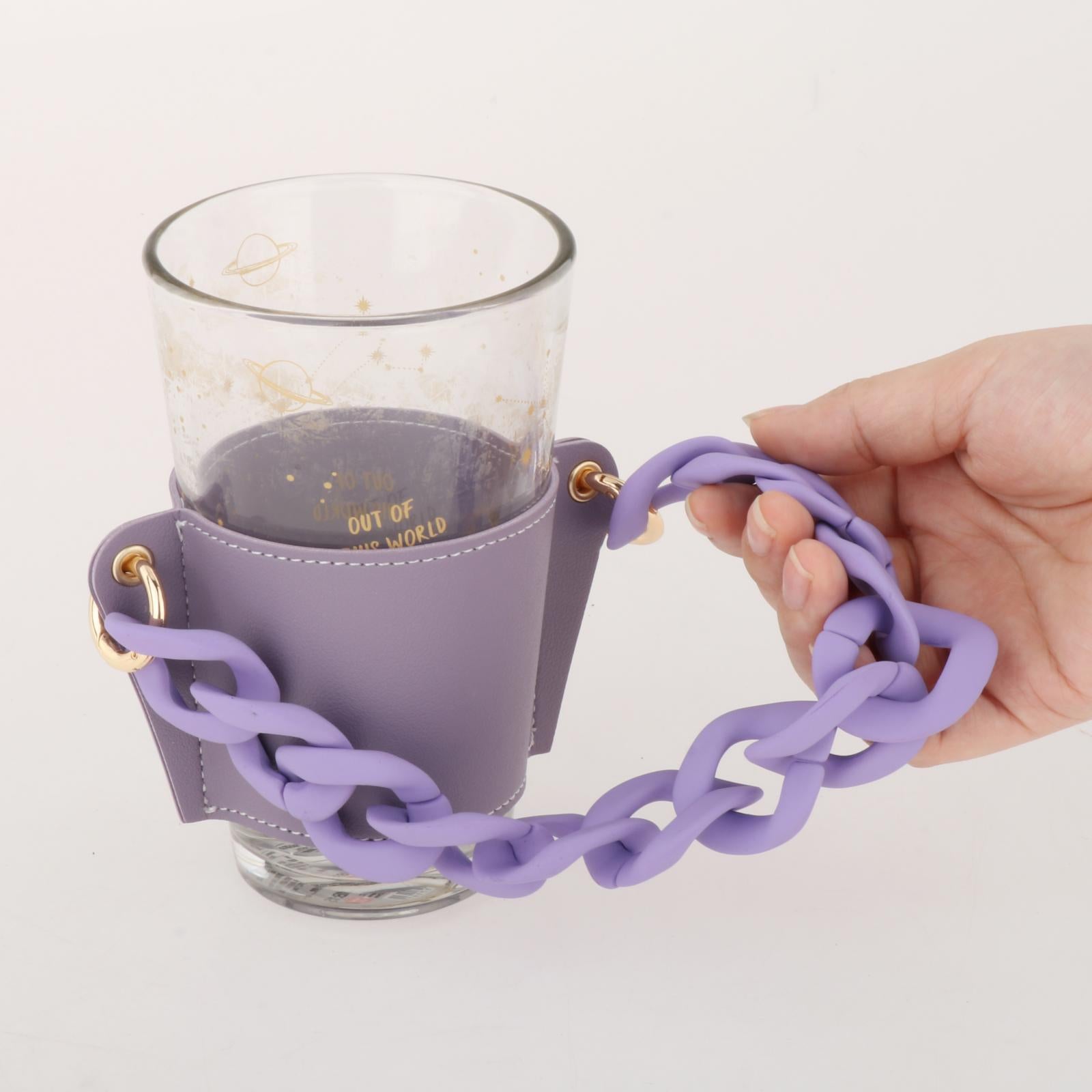 Cup Sleeve Insulated Tumbler Sleeve with Chain for Travel Hiking Camping Purple