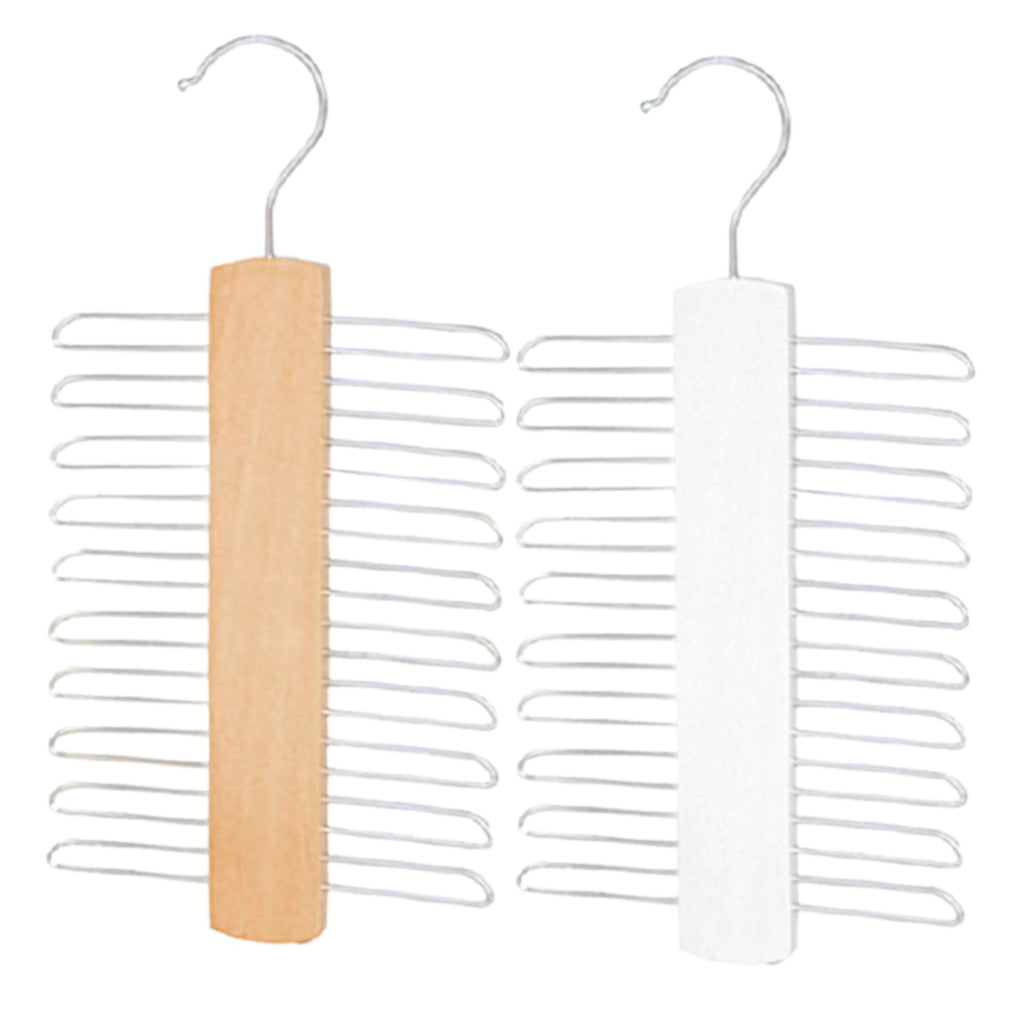 20Tie Wooden Belt Hanger Belt Scarf Holder Closet Organizer Rack Hook Hanger Beige