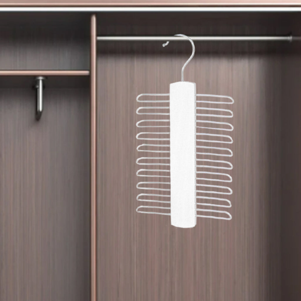 20Tie Wooden Belt Hanger Belt Scarf Holder Closet Organizer Rack Hook Hanger White