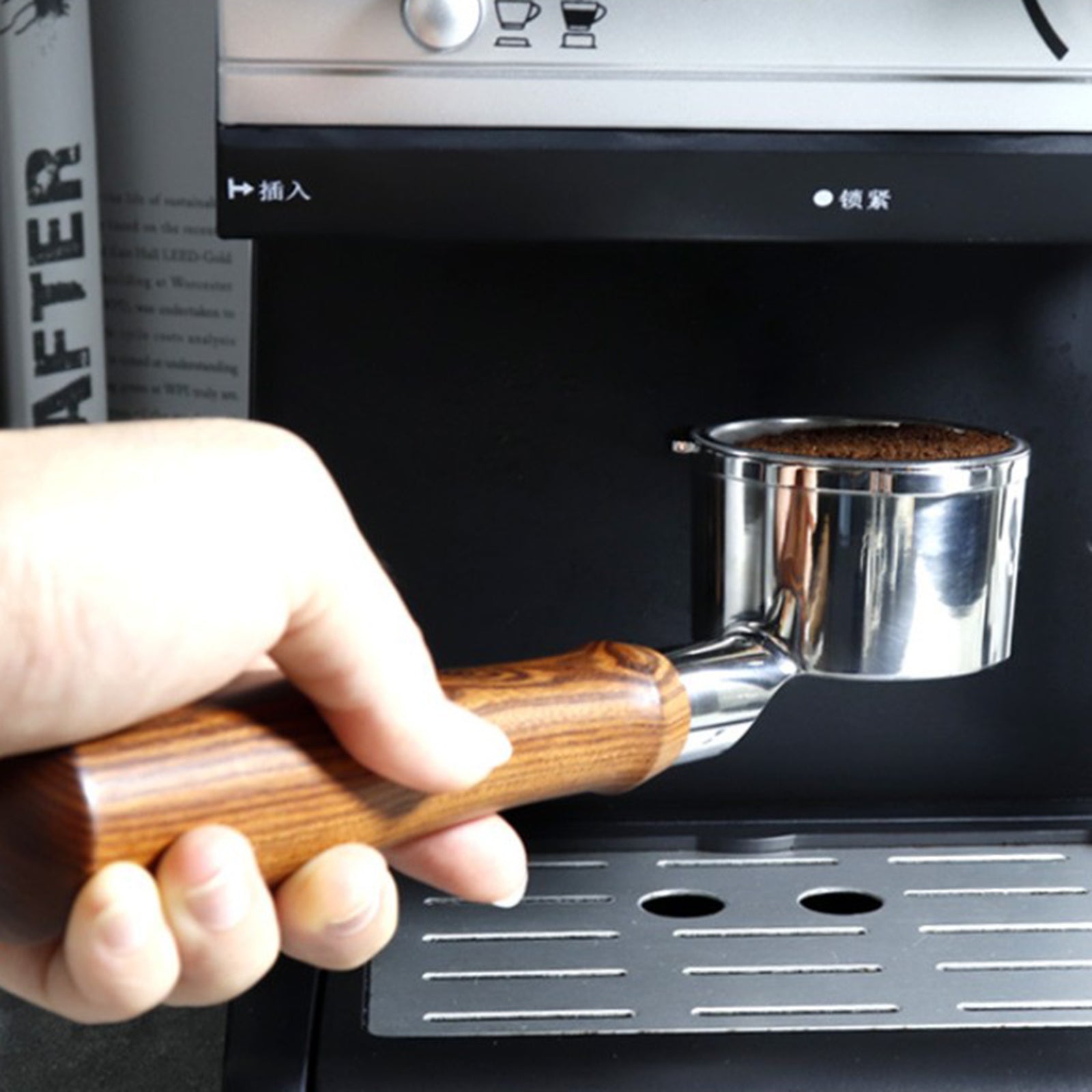 Coffee Portafilter Fine Hole for KF6001 KF7001 CM421 Black Rosewood