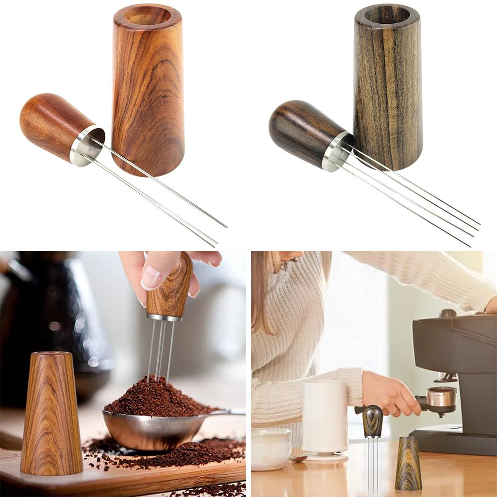 1pc Coffee Stirrer Coffee Needle Distributor with Holder 4-Pin Stirring Tool Redwood