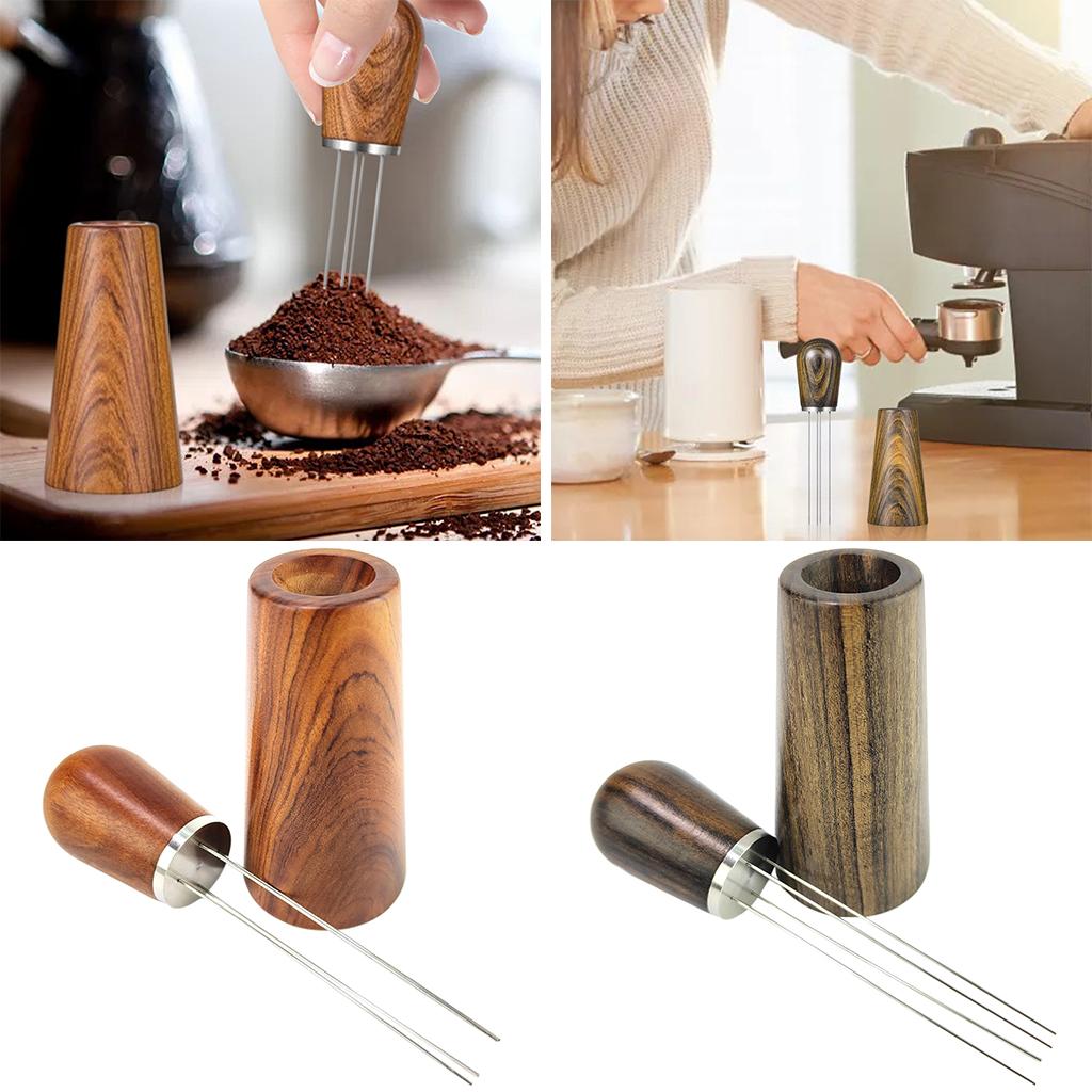1pc Coffee Stirrer Coffee Needle Distributor with Holder 4-Pin Stirring Tool Redwood