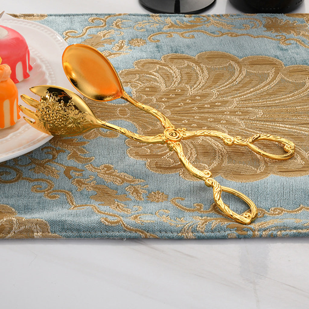 Kitchen Tongs Food Serving Tongs Dessert Clip Clamp Round Gold
