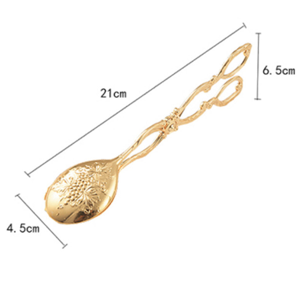 Kitchen Tongs Food Serving Tongs Dessert Clip Clamp Round Gold