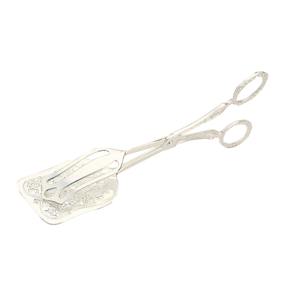 Kitchen Tongs Food Serving Tongs Dessert Clip Clamp Square Silver