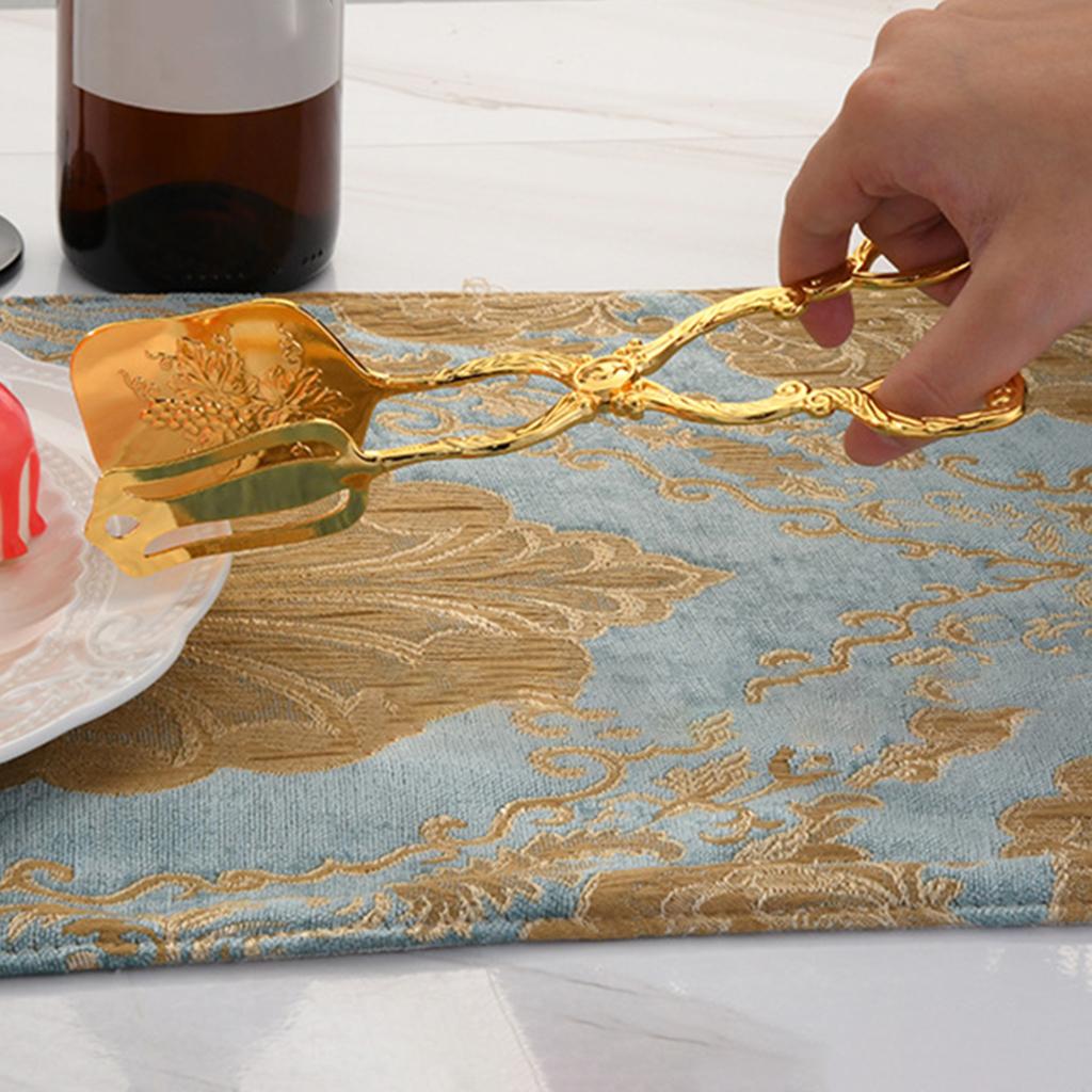 Kitchen Tongs Food Serving Tongs Dessert Clip Clamp Square Gold
