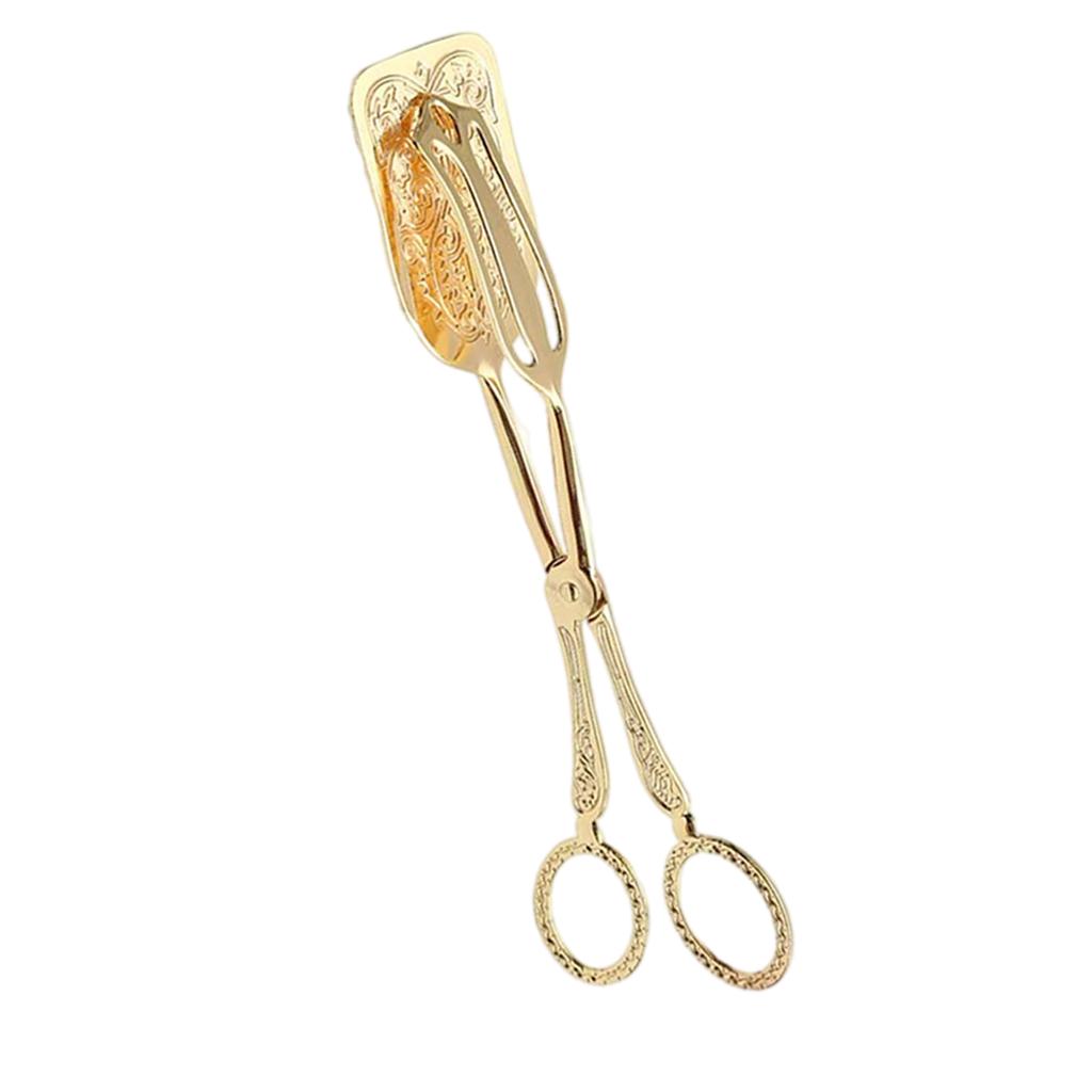 Kitchen Tongs Food Serving Tongs Dessert Clip Clamp Square Gold