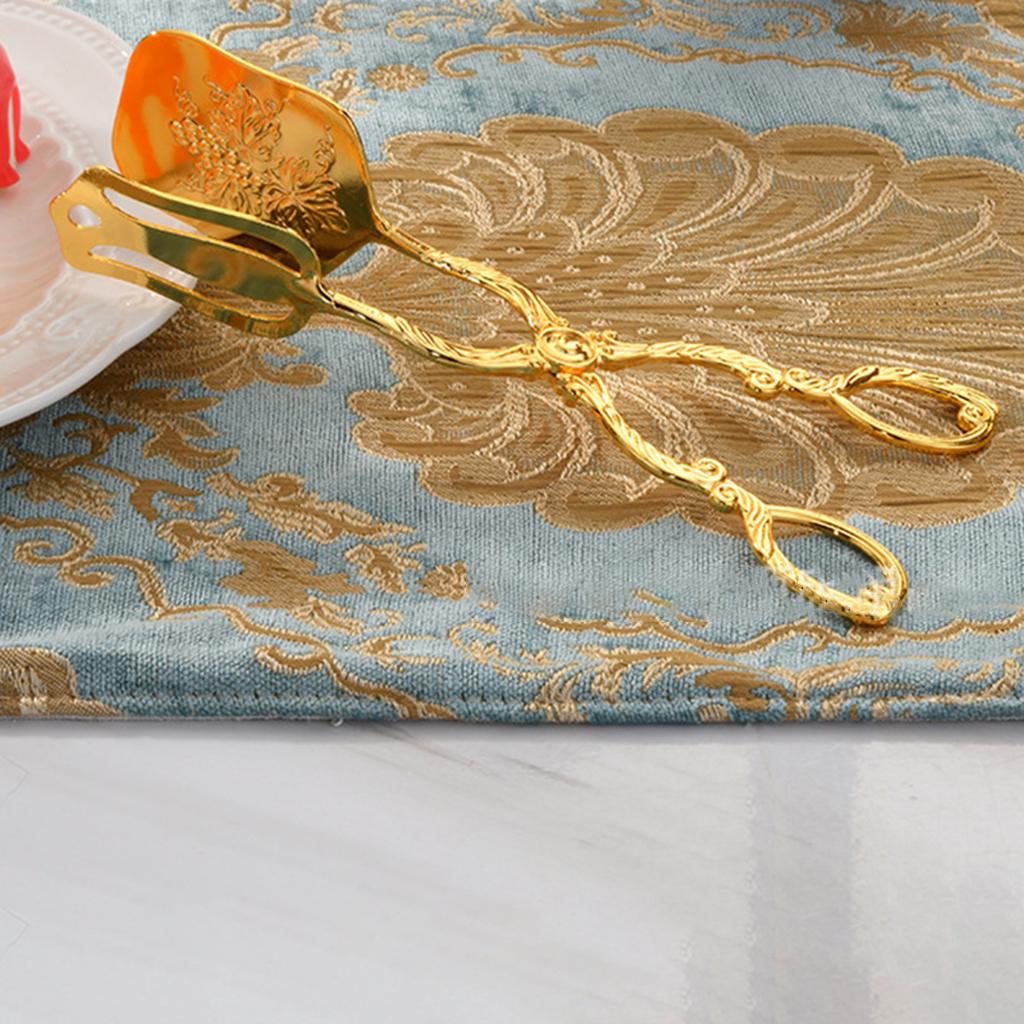 Kitchen Tongs Food Serving Tongs Dessert Clip Clamp Square Gold