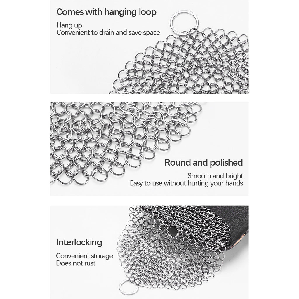 Chainmail Cleaner Ceramic Wide Applications Stainless Steel for Household 8x8 inch Round