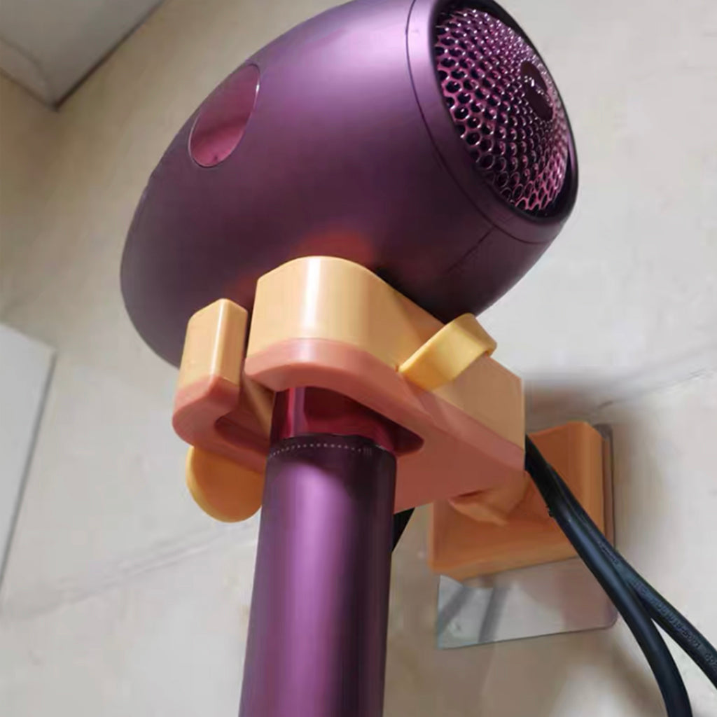 Hair Dryer Rack Portable Punch-Free Blow Dryer Storage for Bathroom Yellow