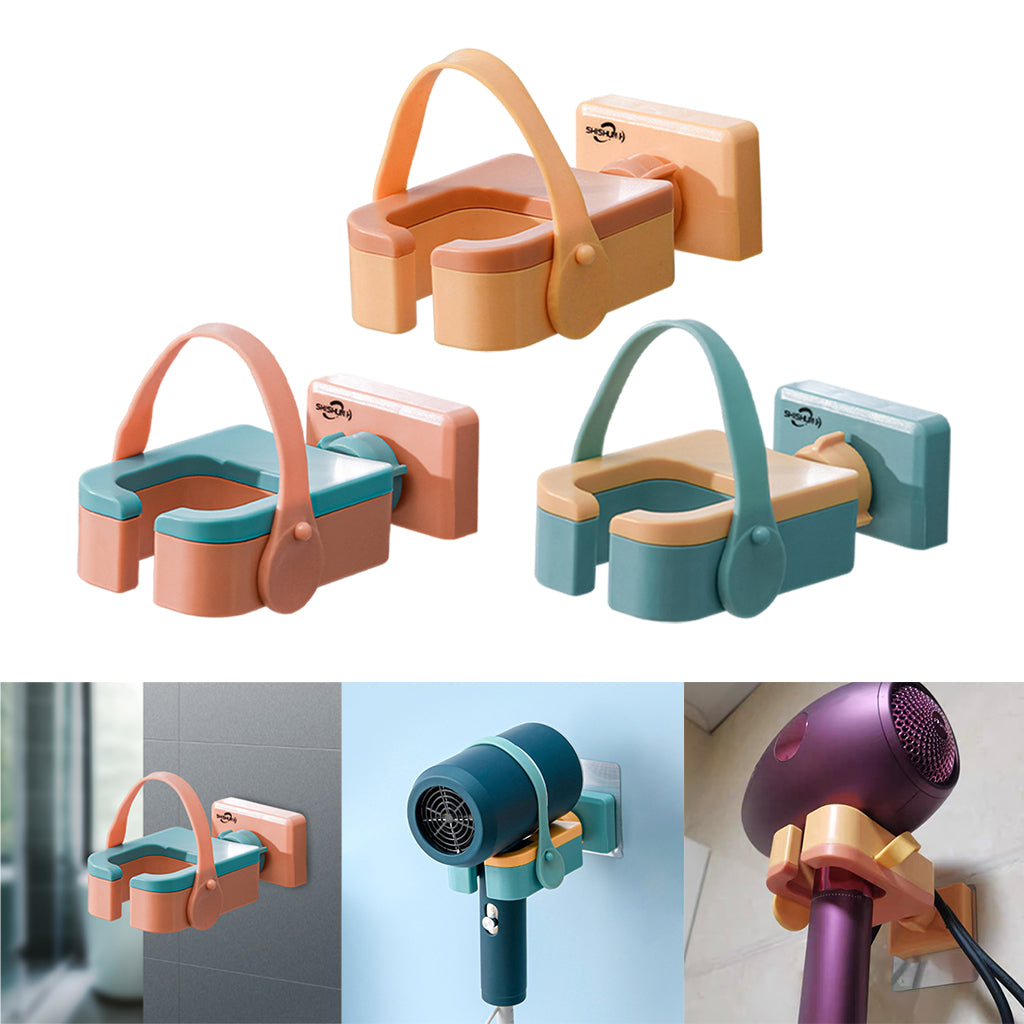 Hair Dryer Rack Portable Punch-Free Blow Dryer Storage for Bathroom Yellow