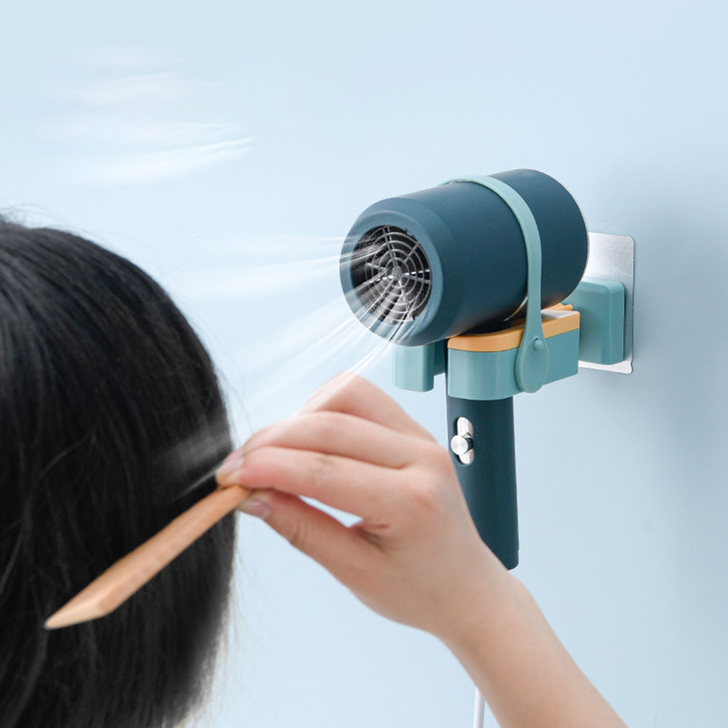 Hair Dryer Rack Portable Punch-Free Blow Dryer Storage for Bathroom Green