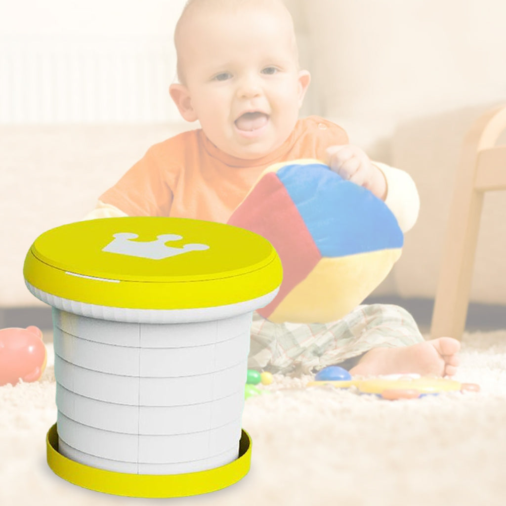 Cute Portable Folding Toilet Washable for Child Non-Slip Strip Design Park Yellow
