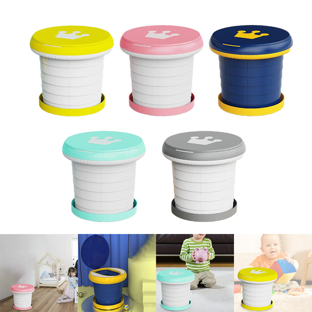 Cute Portable Folding Toilet Washable for Child Non-Slip Strip Design Park Yellow